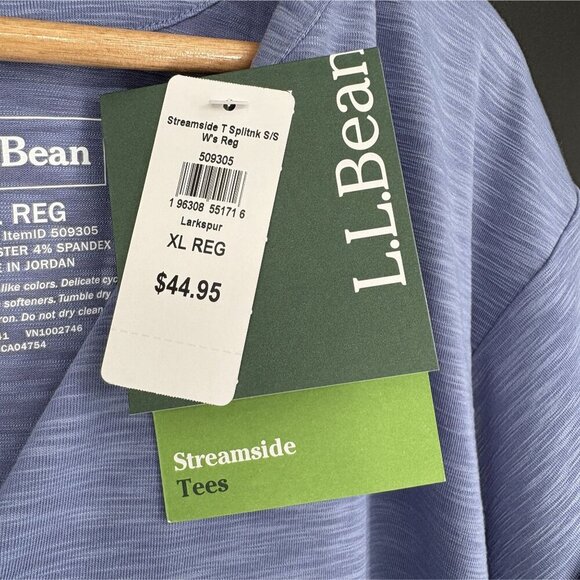 NWT L.L.Bean Women's Streamside T-Shirt XL Blue Moisture Wicking Outdoor Fishing - Picture 5 of 8